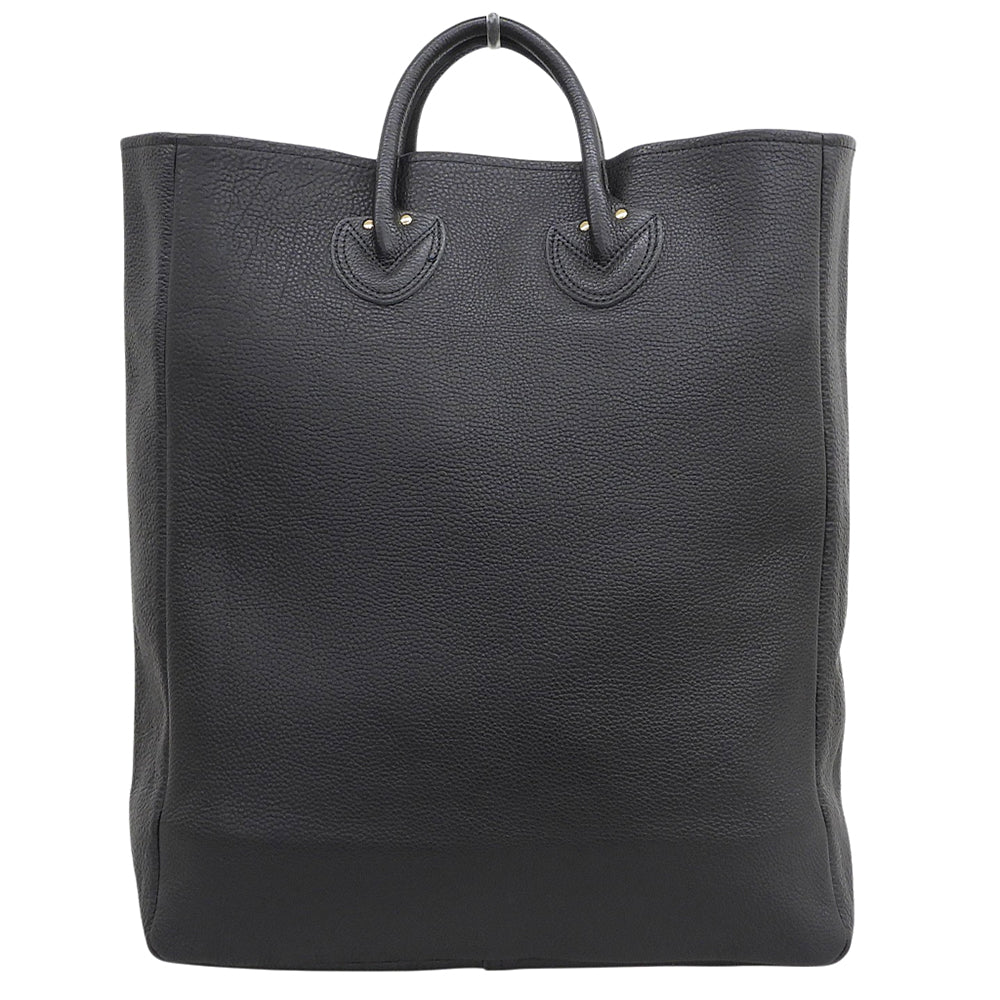 YOUNG＆OLSEN ヤングアンドオルセン 美品 EMBOSSED LEATHER TOTE L エンボスレザートートL カーフ メンズ ブラック YO2201-GD003 トートバッグ