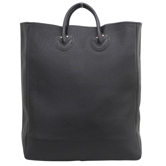 YOUNG & OLSEN ヤングアンドオルセン 美品 EMBOSSED LEATHER TOTE L エンボスレザートートL カーフ メンズ ブラック YO2201-GD003 トートバッグ