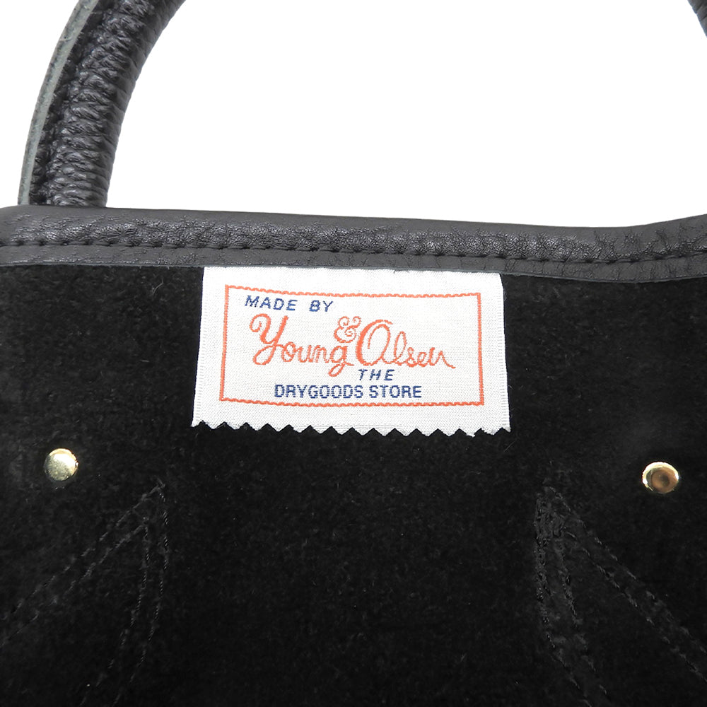 YOUNG＆OLSEN ヤングアンドオルセン 美品 EMBOSSED LEATHER TOTE L エンボスレザートートL カーフ メンズ ブラック YO2201-GD003 トートバッグ