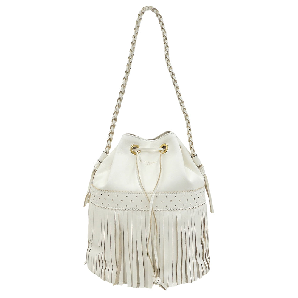 J&M Davidson FRINGE CARNIVAL fringe carnival Nappa leather drawstring shoulder bag white shoulder bag