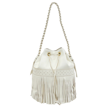 J&M Davidson FRINGE CARNIVAL fringe carnival Nappa leather drawstring shoulder bag white shoulder bag