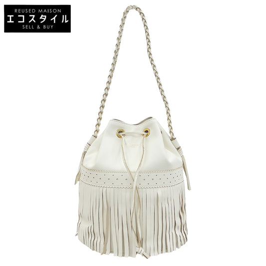 J&MDavidson ジェイアンドエムデヴィッドソン FRINGE CARNIVAL フリンジカーニバル ナッパレザー 巾着ショルダーバッグ ホワイト ショルダーバッグ