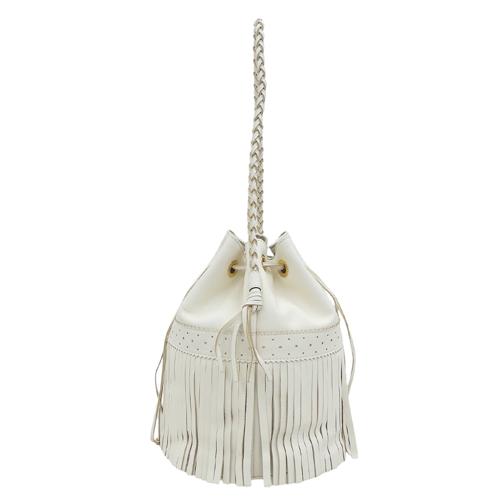 J&M Davidson FRINGE CARNIVAL fringe carnival Nappa leather drawstring shoulder bag white shoulder bag