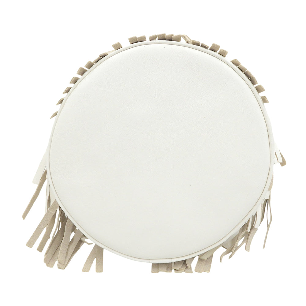 J&M Davidson FRINGE CARNIVAL fringe carnival Nappa leather drawstring shoulder bag white shoulder bag