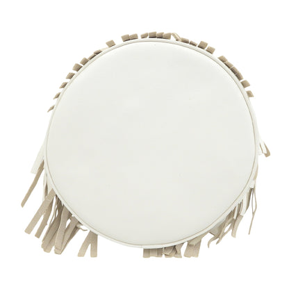 J&M Davidson FRINGE CARNIVAL fringe carnival Nappa leather drawstring shoulder bag white shoulder bag