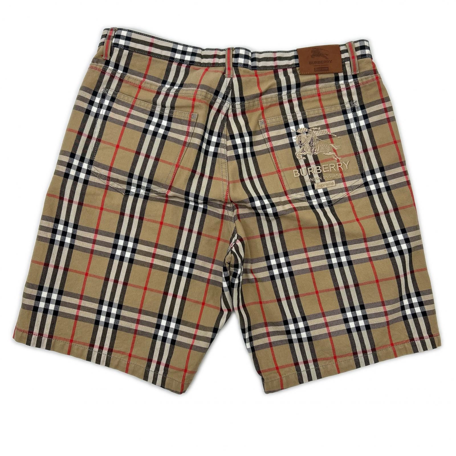 Supreme シュプリーム 22SS ブラウン Burberry ノバチェック denim short beige デニムショーツ パンツ ボトムス