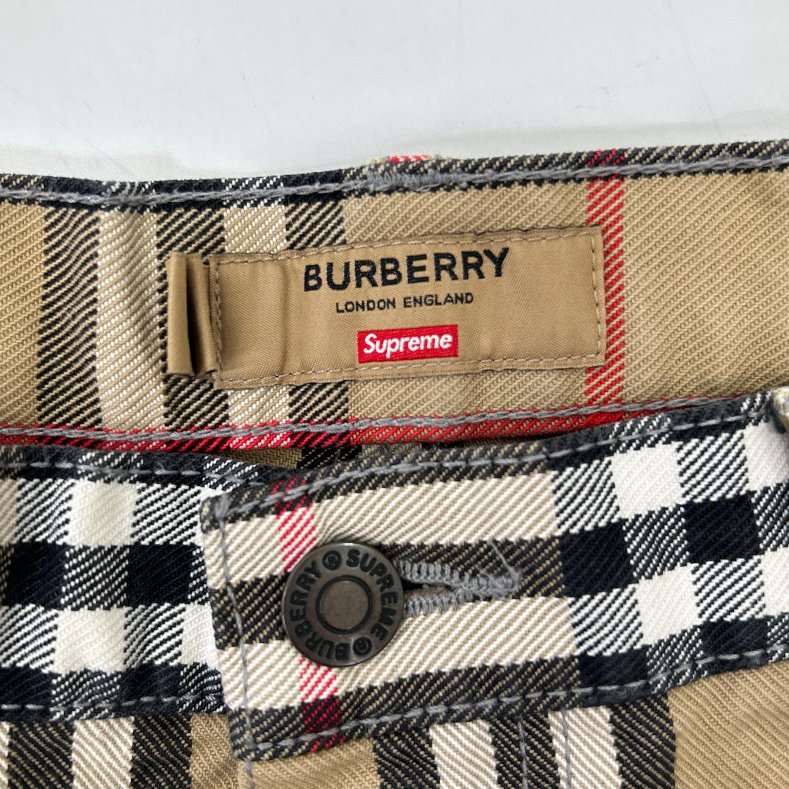 Supreme シュプリーム 22SS ブラウン Burberry ノバチェック denim short beige デニムショーツ パンツ ボトムス