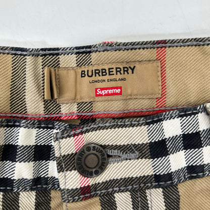Supreme シュプリーム 22SS ブラウン Burberry ノバチェック denim short beige デニムショーツ パンツ ボトムス
