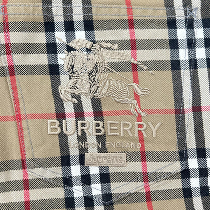 Supreme シュプリーム 22SS ブラウン Burberry ノバチェック denim short beige デニムショーツ パンツ ボトムス