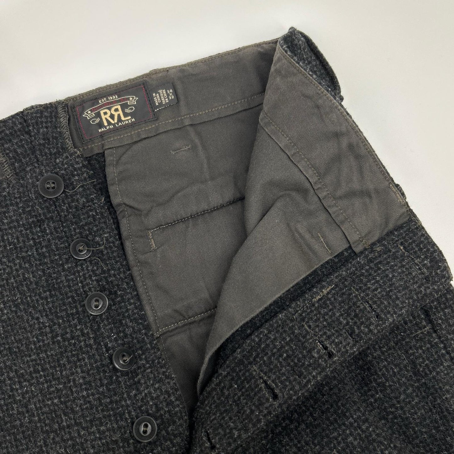RRL ダブルアールエル ブラック REPAIR OFFICERS WOOL TROUSER/リペア ウールトラウザー ボトムス