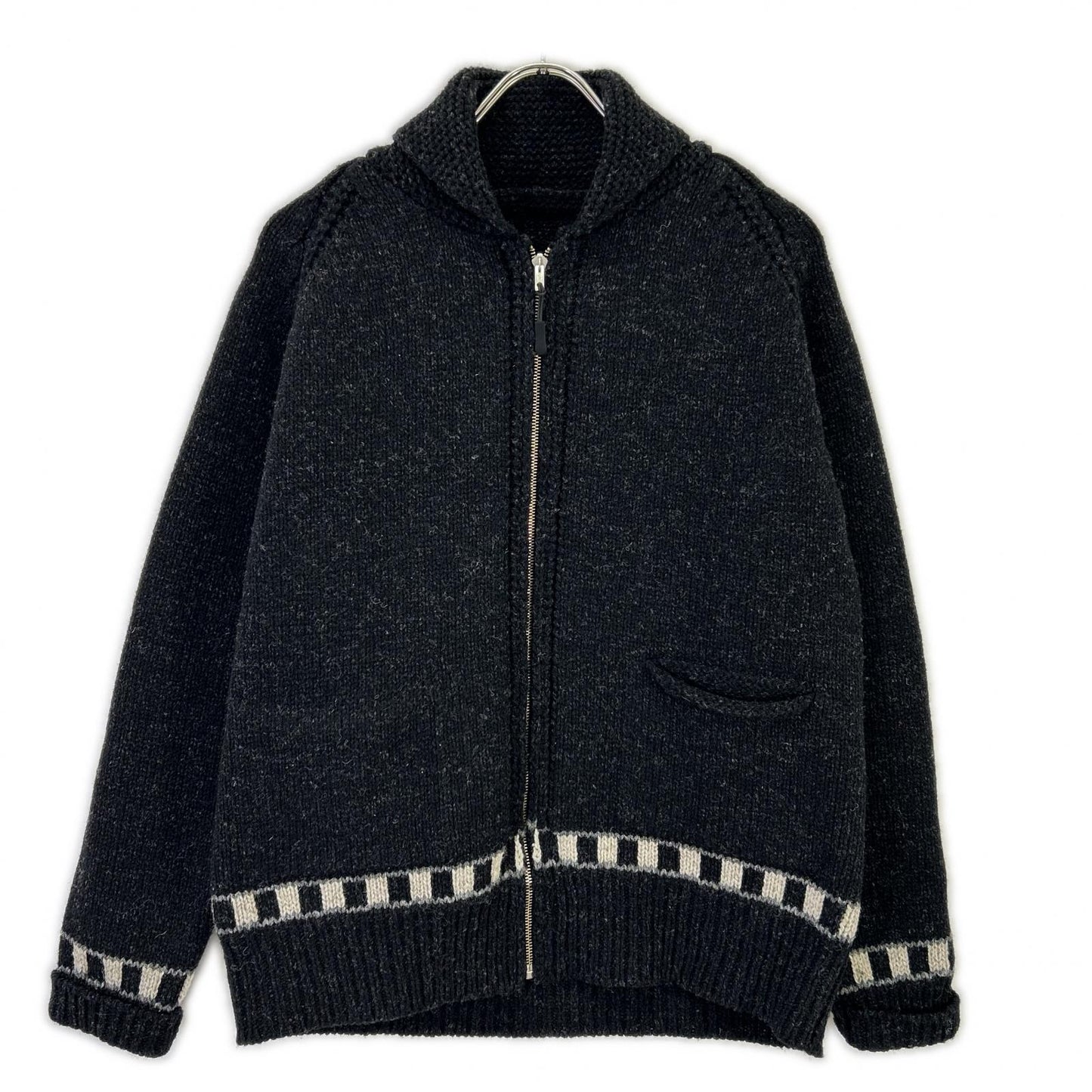 NIGEL CABOURN ナイジェルケーボン 8045ー00ー40000 ブラック×ホワイト ジップアップニットジャケット ジャケット
