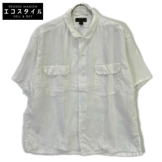 NIGEL CABOURN ナイジェルケーボン 8042ー00ー11006 ホワイト オープンカラー リネンS/Sシャツ トップス