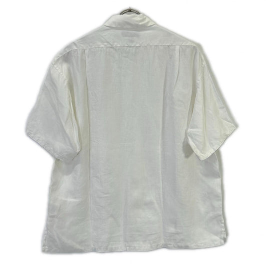 NIGEL CABOURN 8042-00-11006 White Open Collar Linen S/S Shirt Tops
