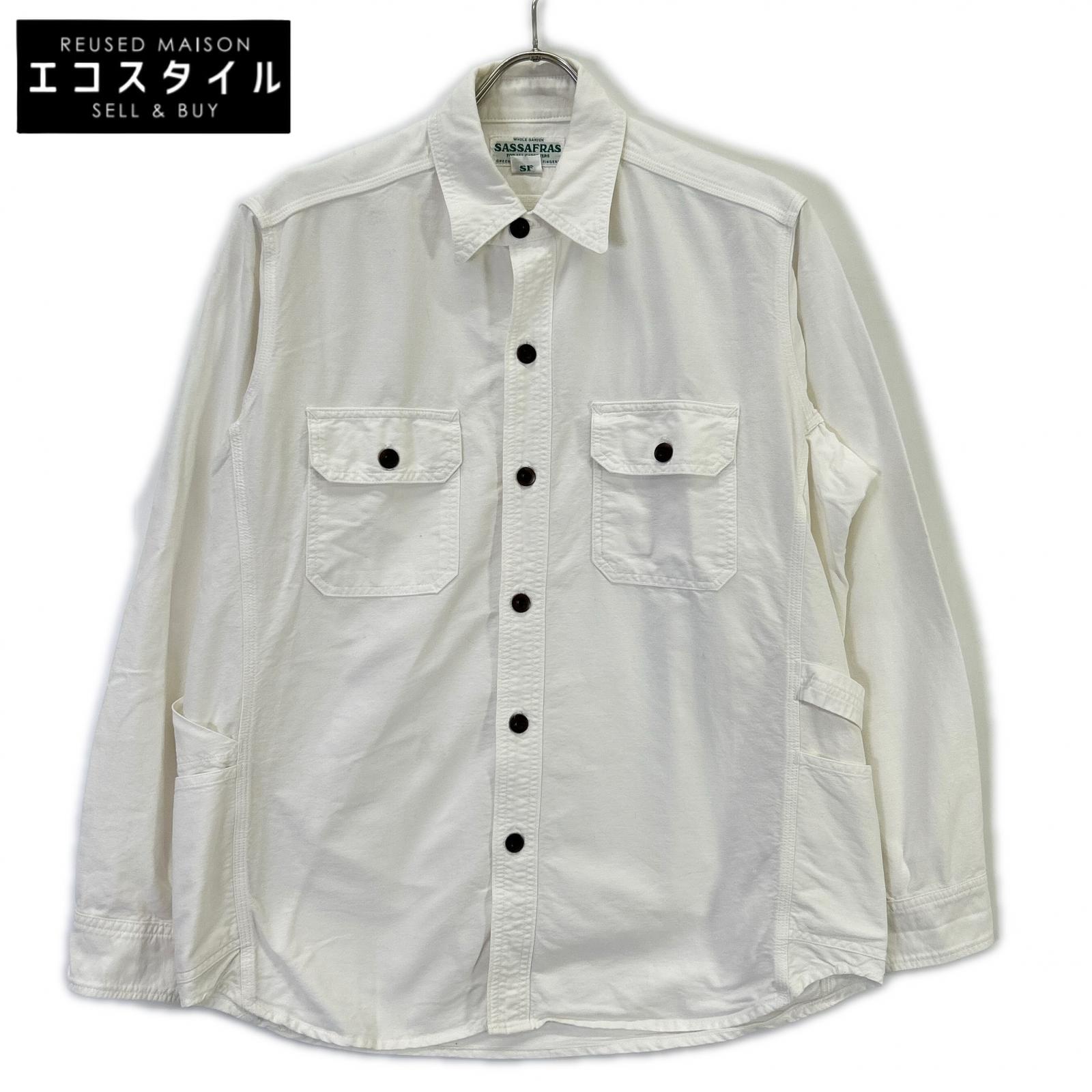 SASSAFRAS ササフラス ホワイト GARDENER SHIRT/ガーデナーシャツ トップス