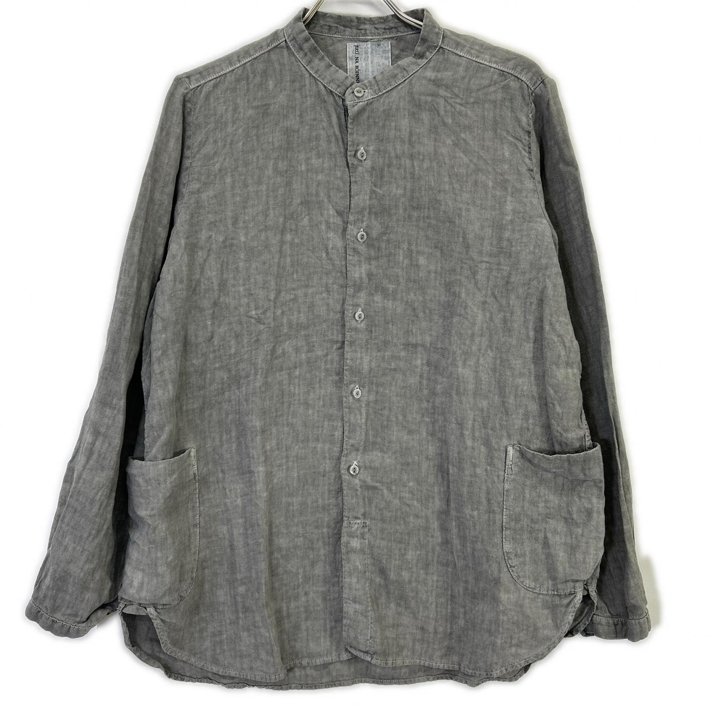 BRUNABOINNE BRU NA BOINNE 4382-2 墨染 立领 侧袋 宽松衬衫式夹克