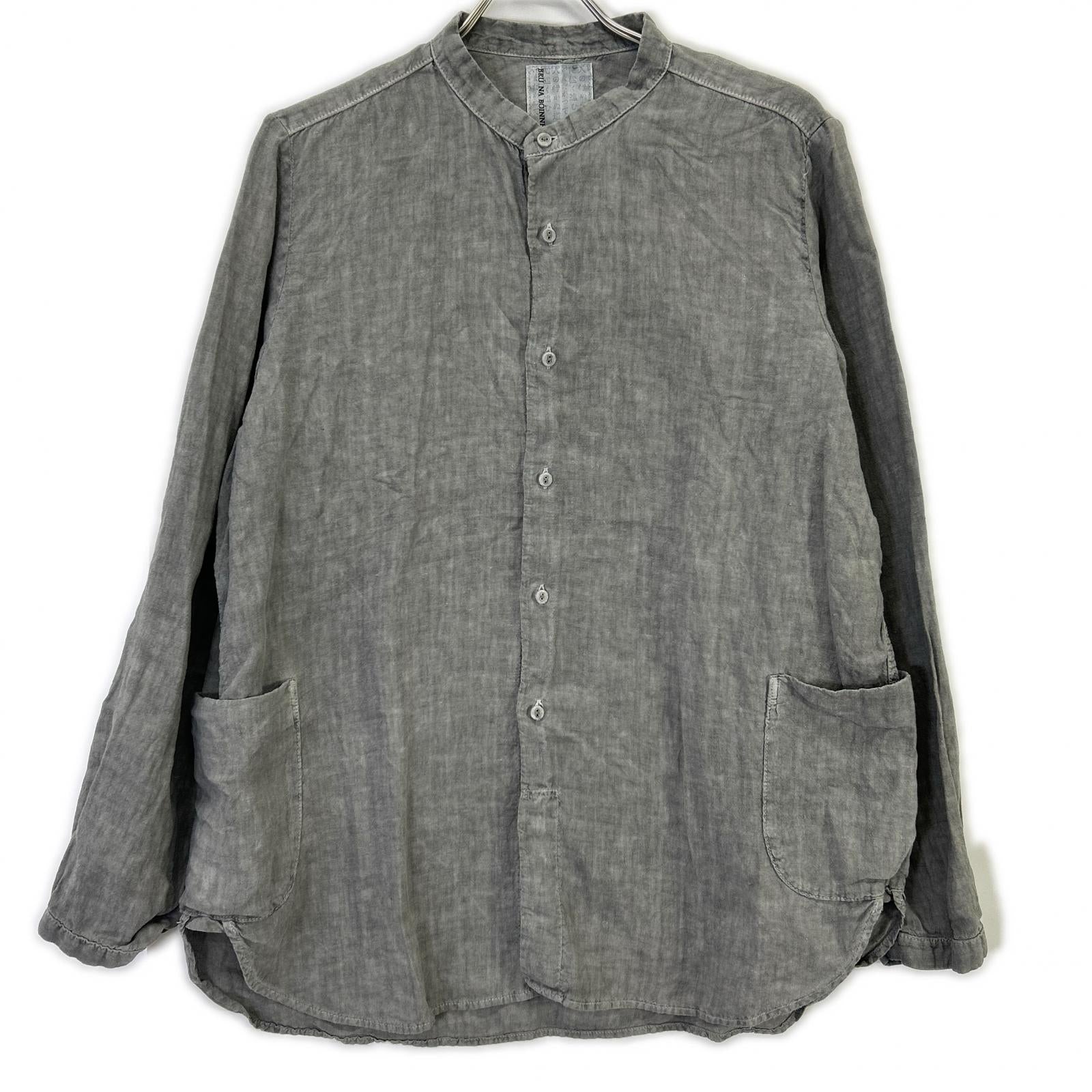 BRUNABOINNE BRU NA BOINNE 4382-2 墨染 立领 侧袋 宽松衬衫式夹克
