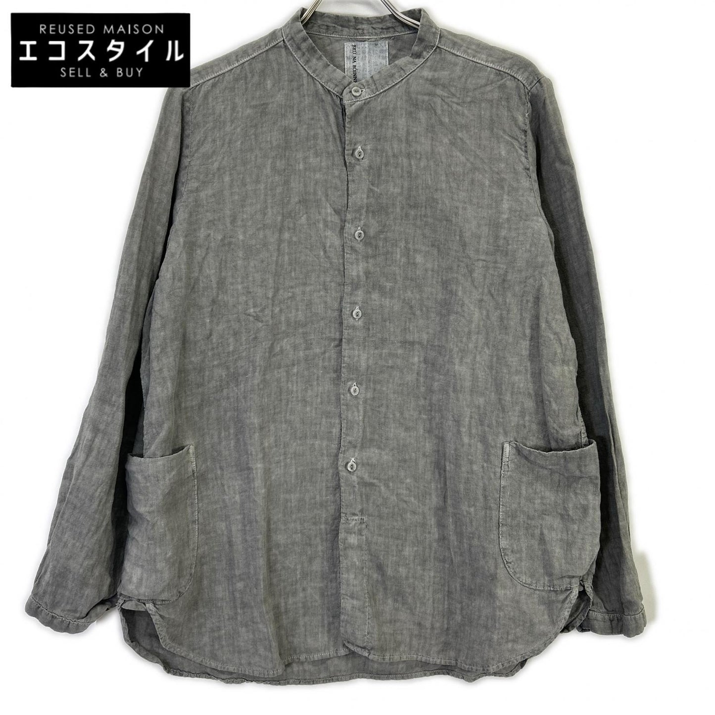 BRUNABOINNE BRU NA BOINNE 4382-2 墨染 立领 侧袋 宽松衬衫式夹克
