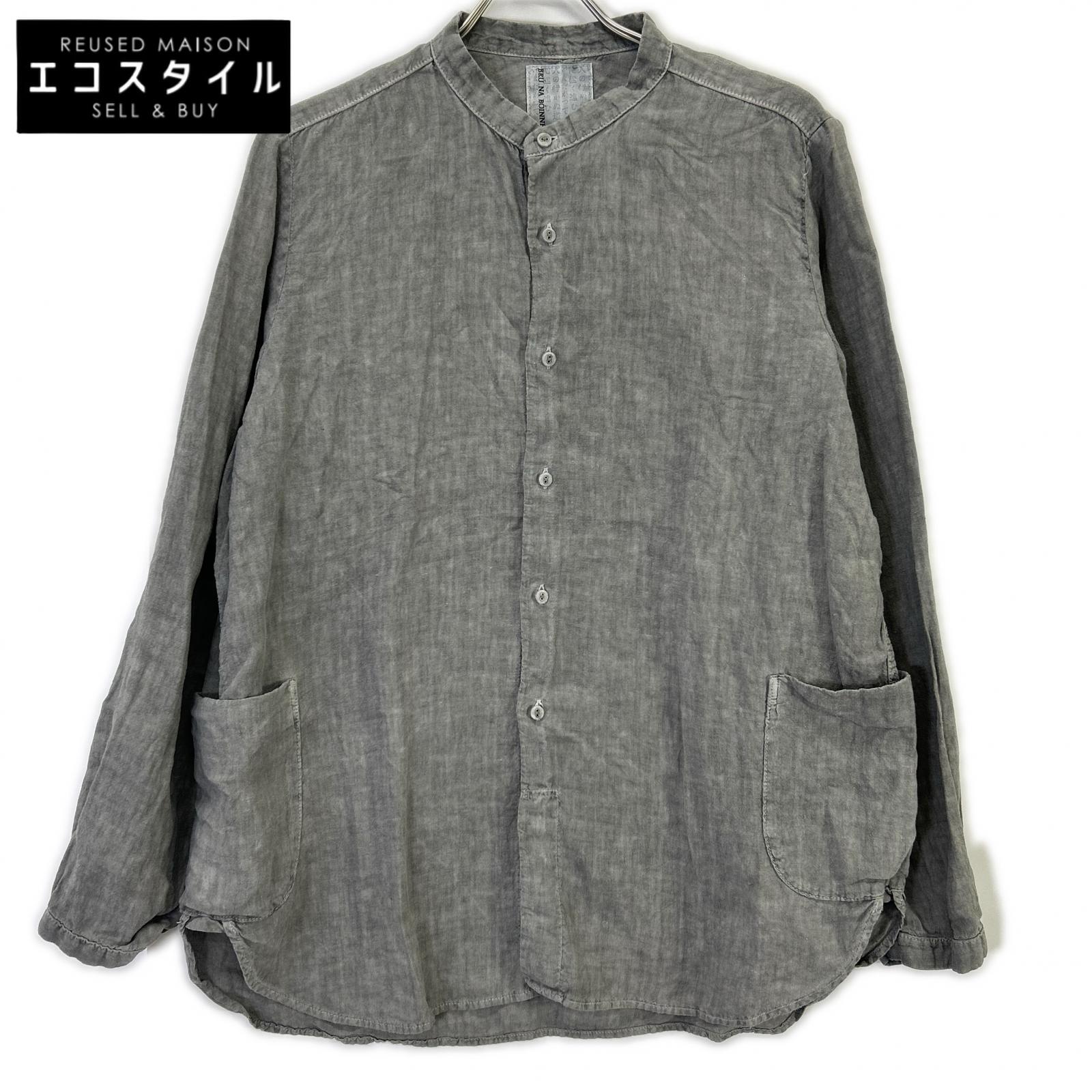 BRUNABOINNE BRU NA BOINNE 4382-2 墨染 立领 侧袋 宽松衬衫式夹克
