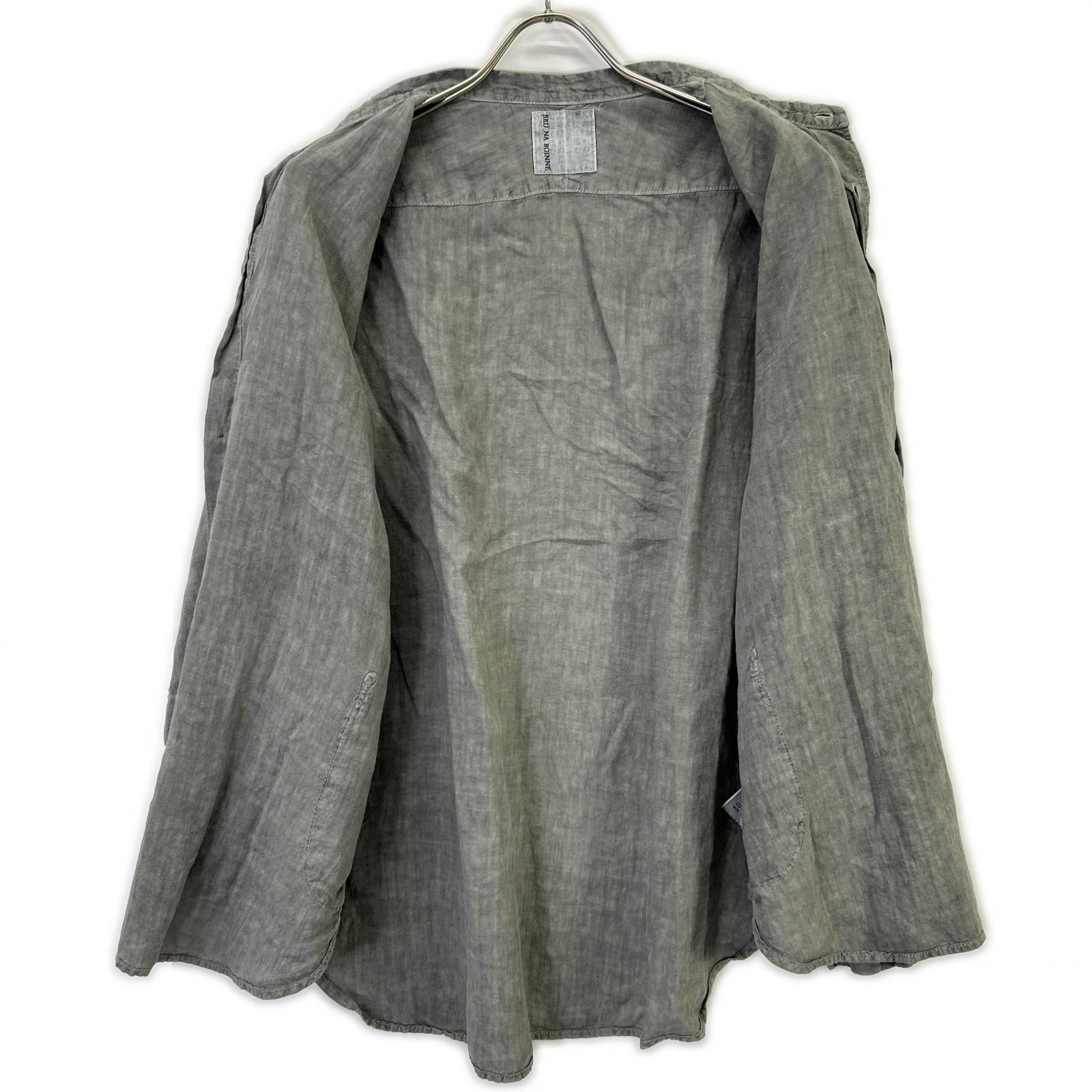 BRUNABOINNE BRU NA BOINNE 4382-2 墨染 立领 侧袋 宽松衬衫式夹克