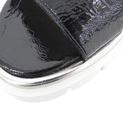 【SALE】 LUCA GROSSI ルカグロッシ 新品同様 パテントレザー ベルトデザイン サンダル レディース ブラック39 シューズ