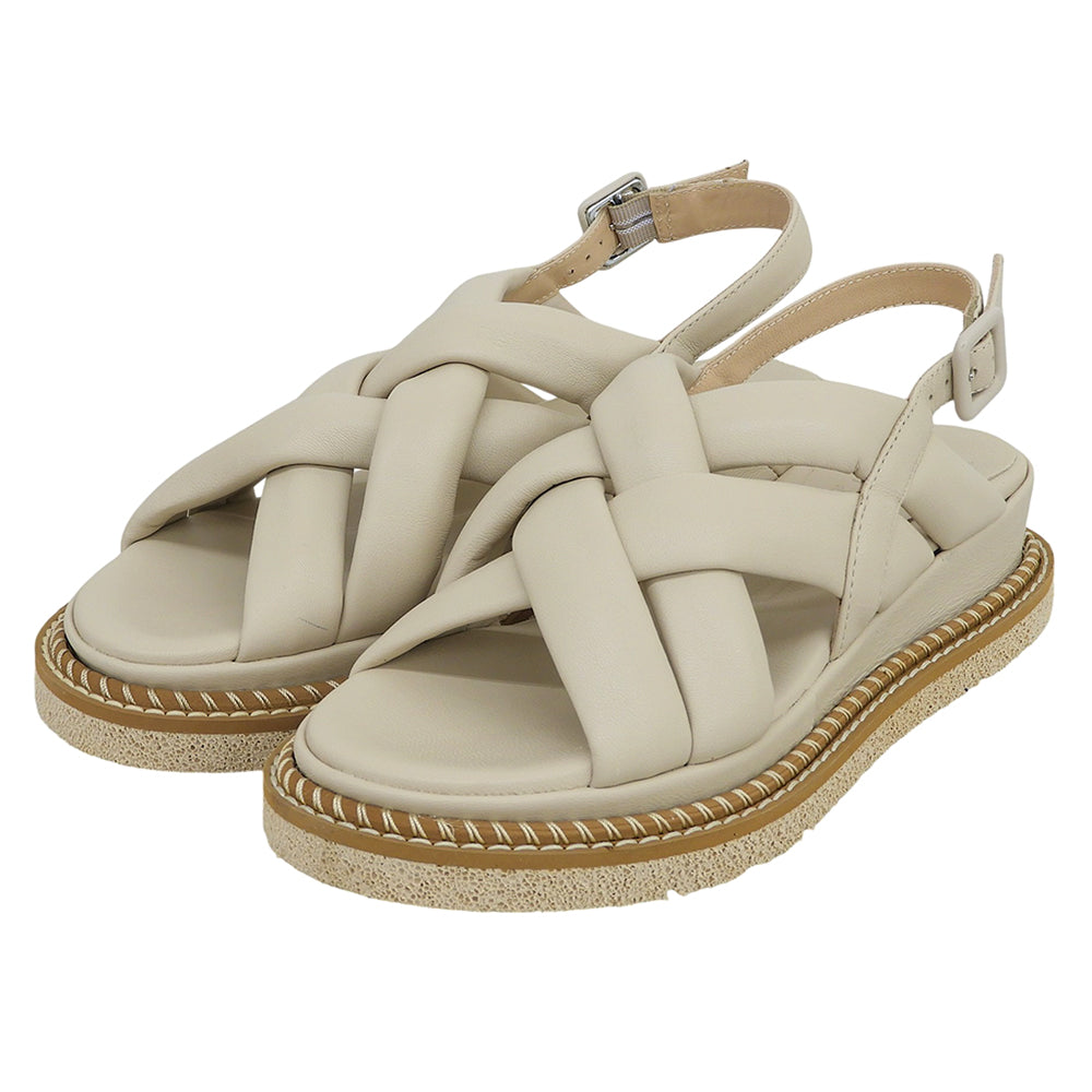 LUCA GROSSI ルカグロッシ 美品 パテッドクロスサンダル レディース ベージュ 36 シューズ シューズ