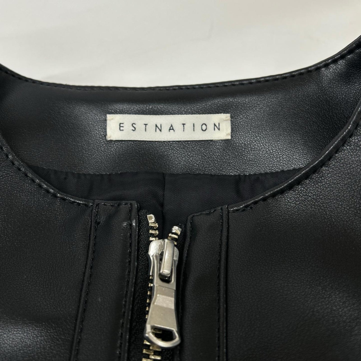 ESTNATION エストネーション 24年製 ブラック ノーカラー フェイクレザージャケット ジャケット