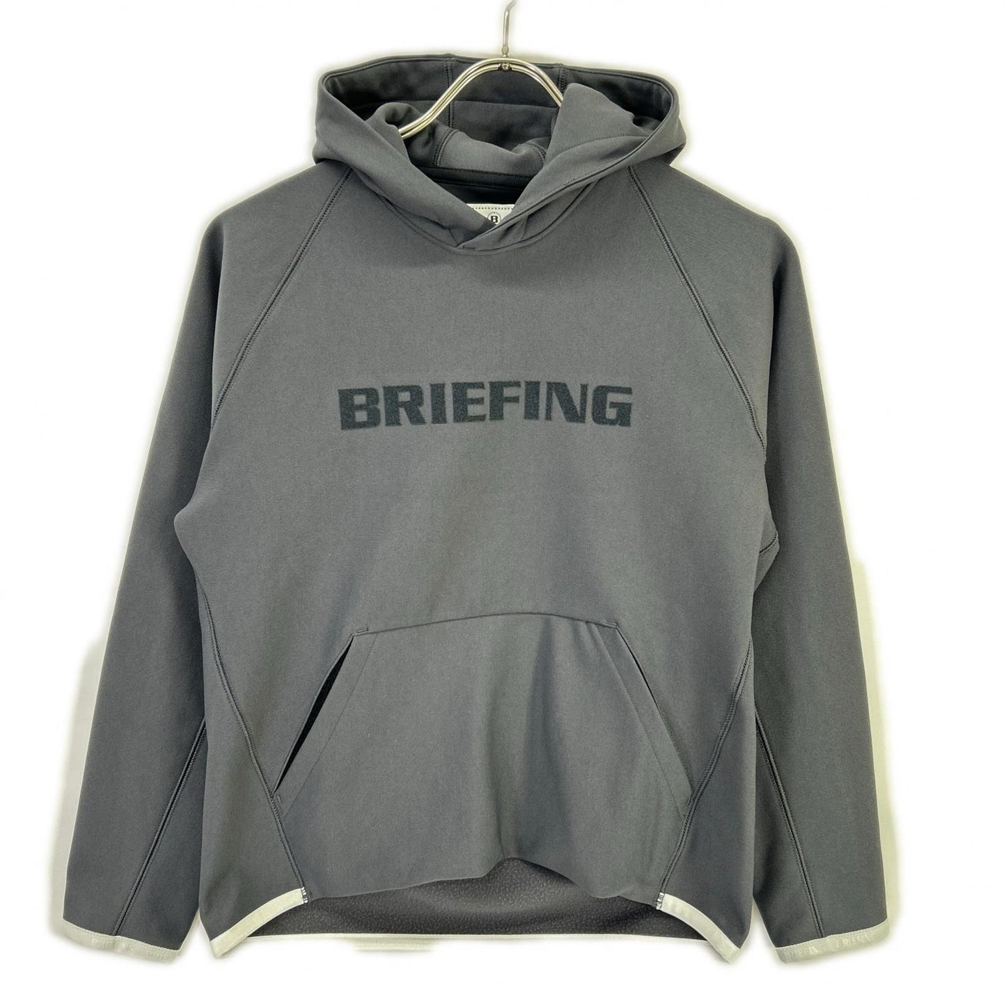 BRIEFING ブリーフィング BRG253W37 チャコール 裏起毛 ストレッチ ロゴ フーディー トップス