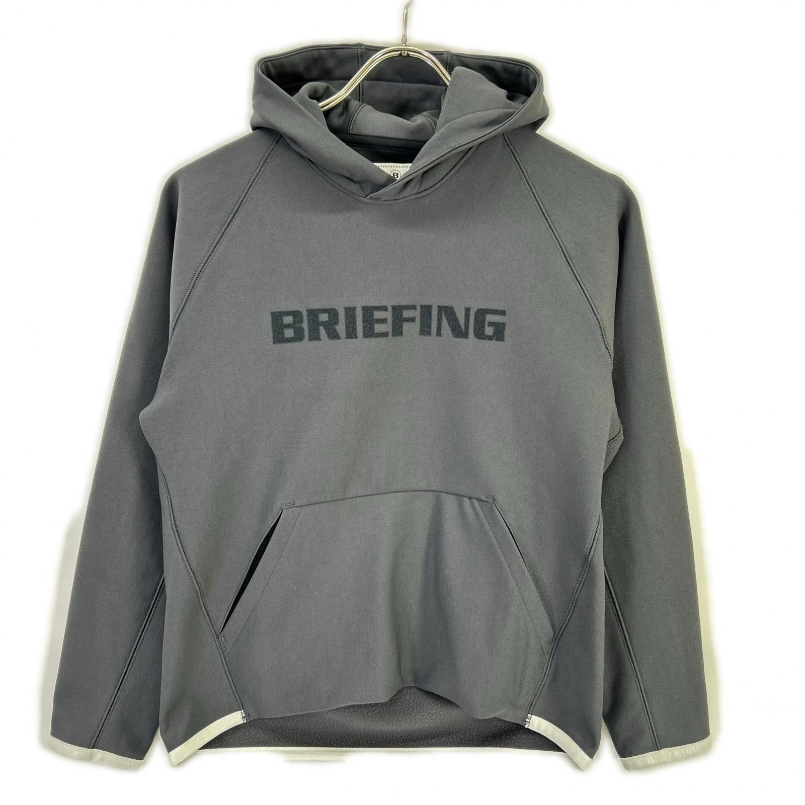 BRIEFING ブリーフィング BRG253W37 チャコール 裏起毛 ストレッチ ロゴ フーディー トップス