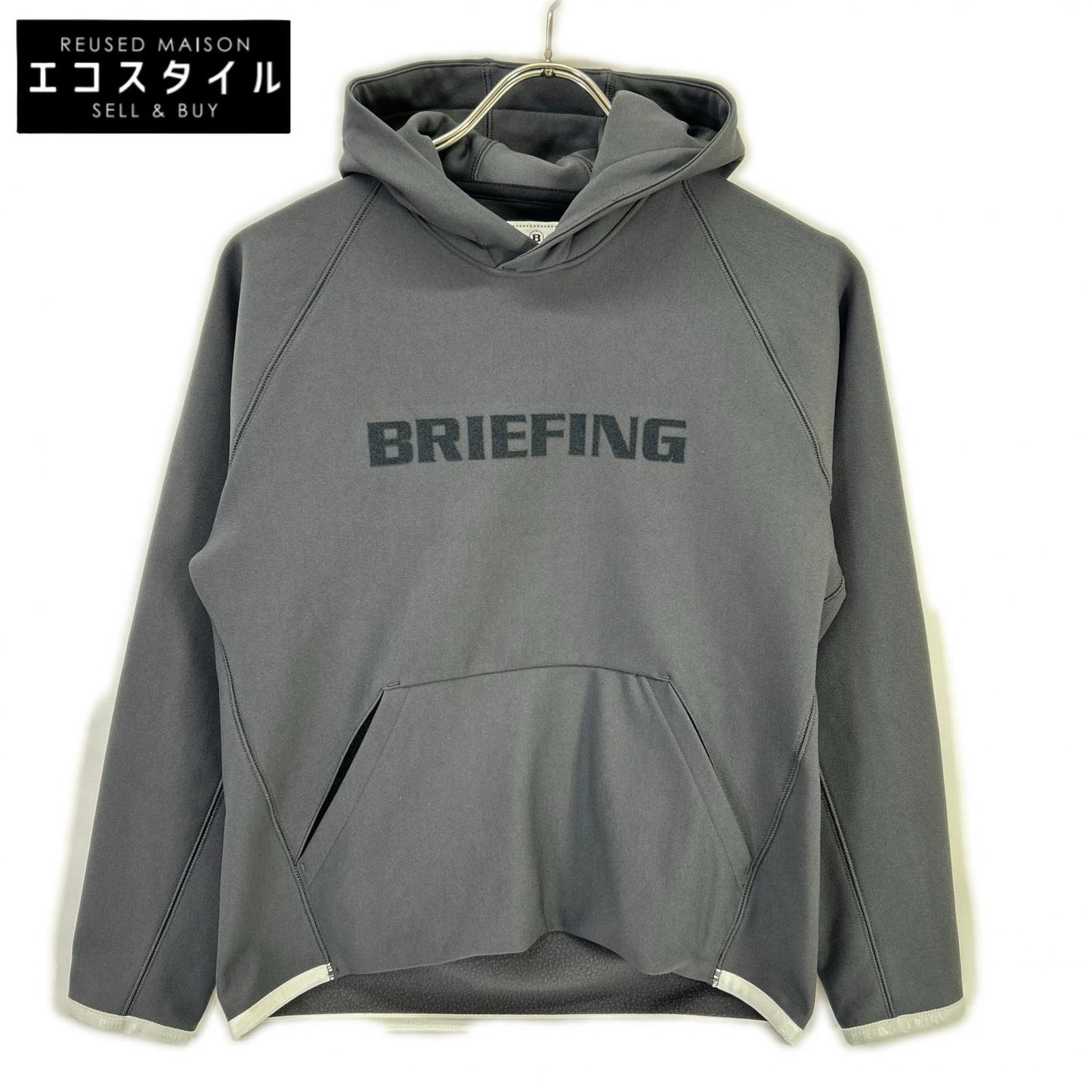 BRIEFING ブリーフィング BRG253W37 チャコール 裏起毛 ストレッチ ロゴ フーディー トップス