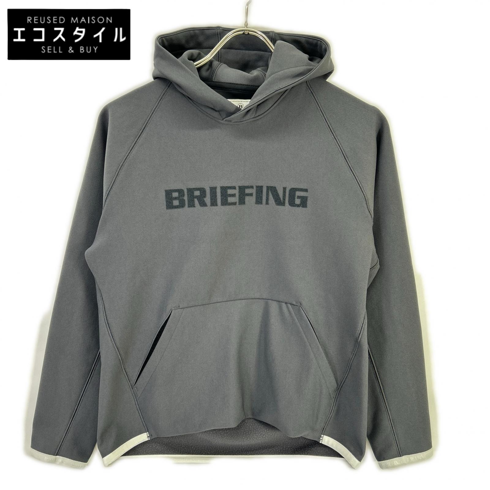 BRIEFING ブリーフィング BRG253W37 チャコール 裏起毛 ストレッチ ロゴ フーディー トップス