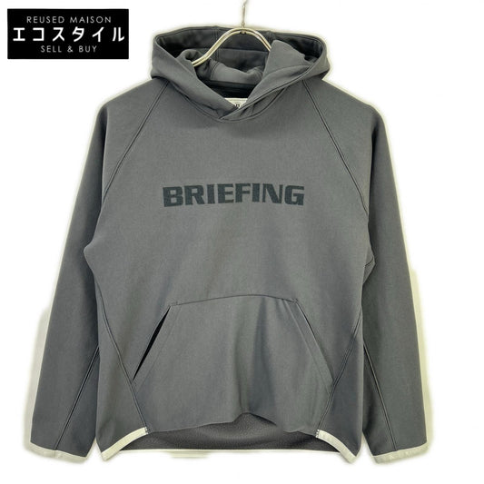 BRIEFING ブリーフィング BRG253W37 チャコール 裏起毛 ストレッチ ロゴ フーディー トップス