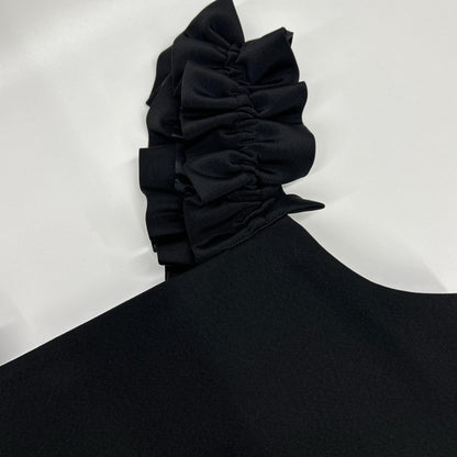 UNITED ARROWS 联合艾诺 1526-1-440000 黑色 LIGHT PONGY 荷叶边连衣裙