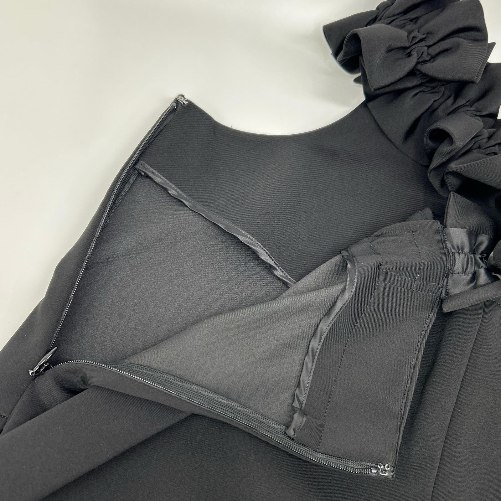 UNITED ARROWS 联合艾诺 1526-1-440000 黑色 LIGHT PONGY 荷叶边连衣裙