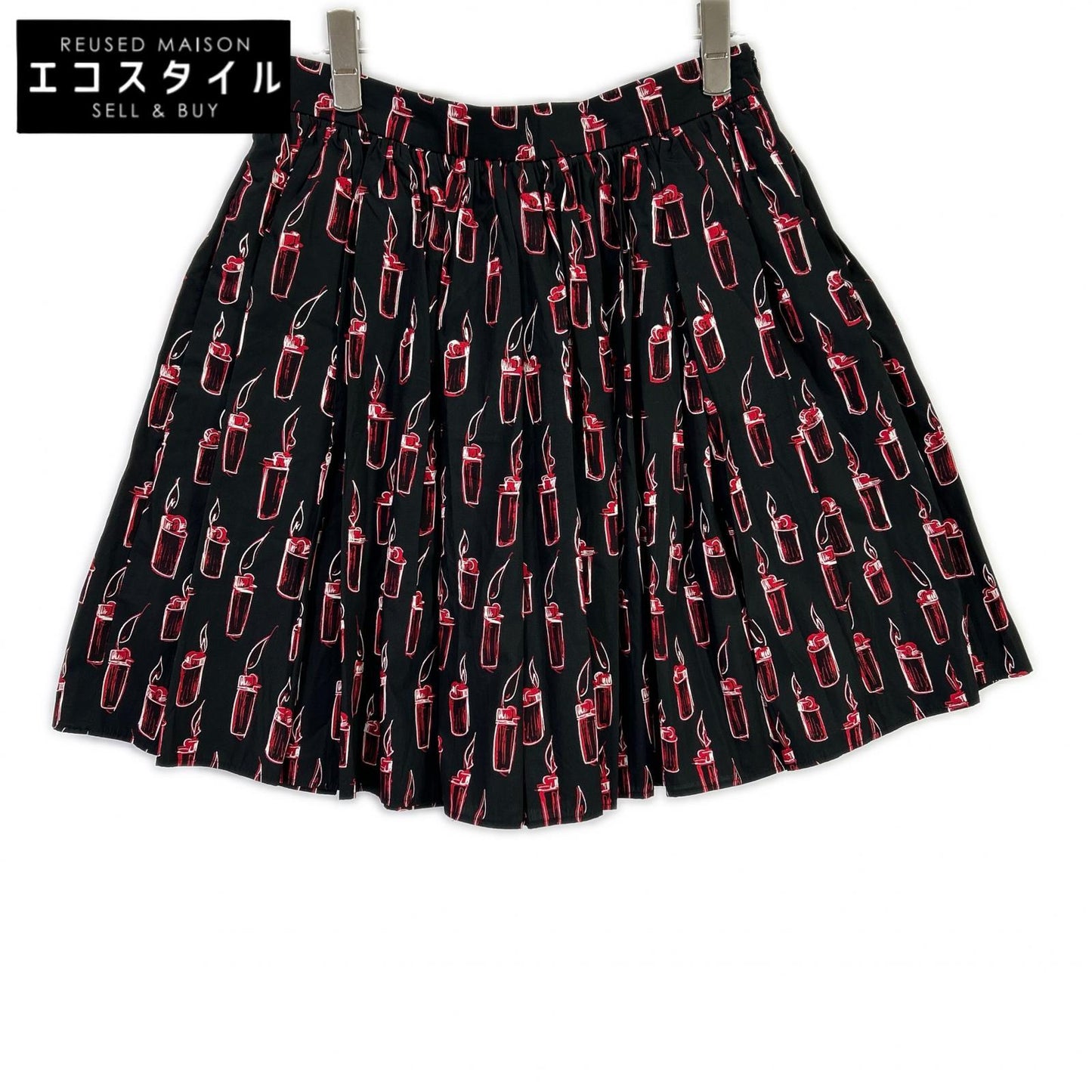 MIUMIU Miu Miu 【×ERIWAKIYAMA】Black Lighter Pattern Gathered Skirt Skirt