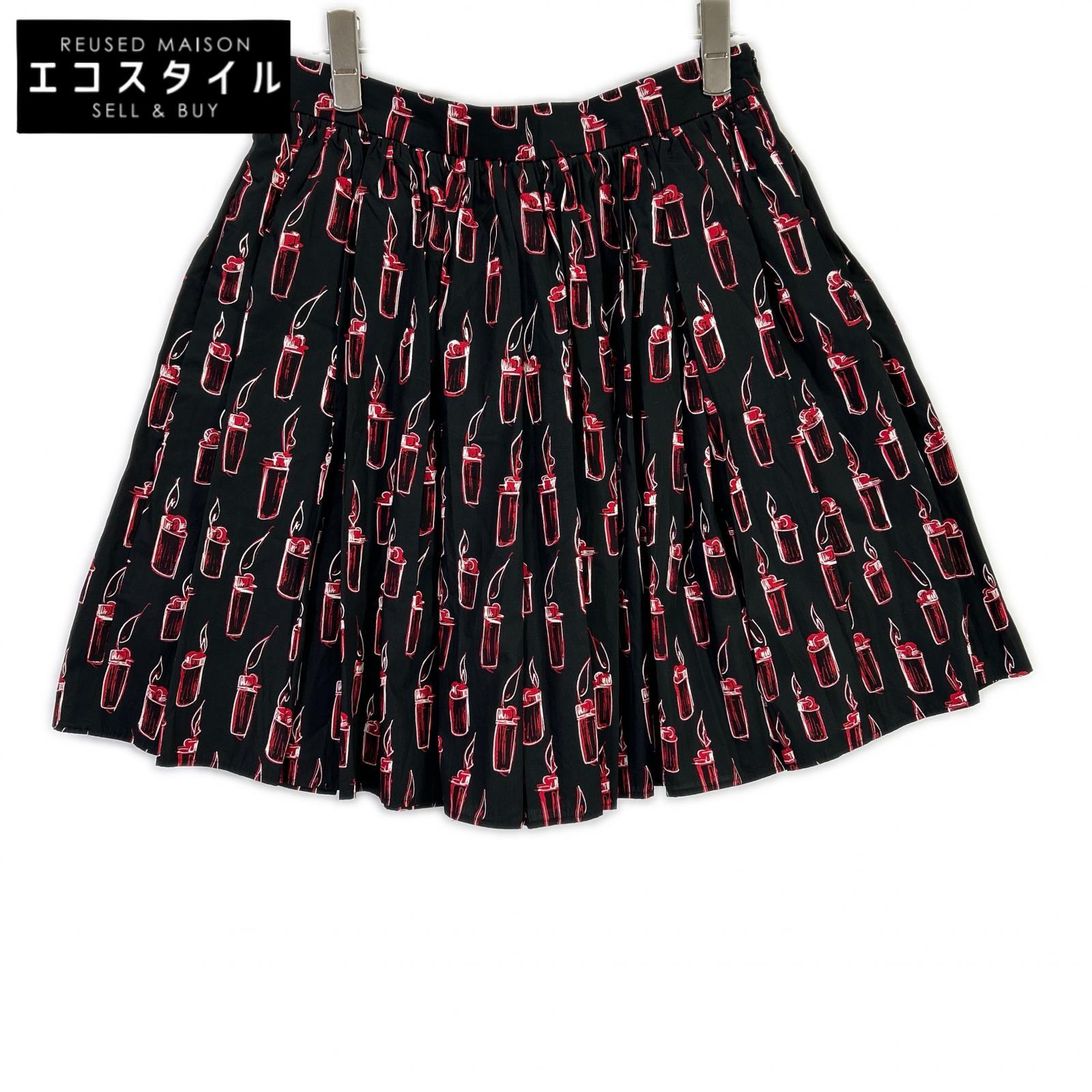 MIUMIU Miu Miu 【×ERIWAKIYAMA】Black Lighter Pattern Gathered Skirt Skirt