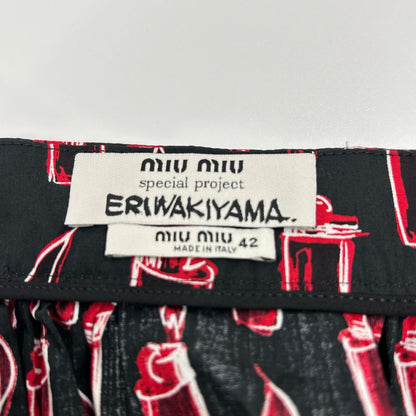 MIUMIU Miu Miu 【×ERIWAKIYAMA】Black Lighter Pattern Gathered Skirt Skirt