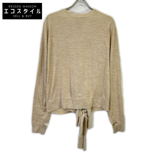 CELINE セリーヌ 【フィービー期】2 3BV5/6807 Beige Wool-Silk Back-Ribbon Pullover Knit Tops