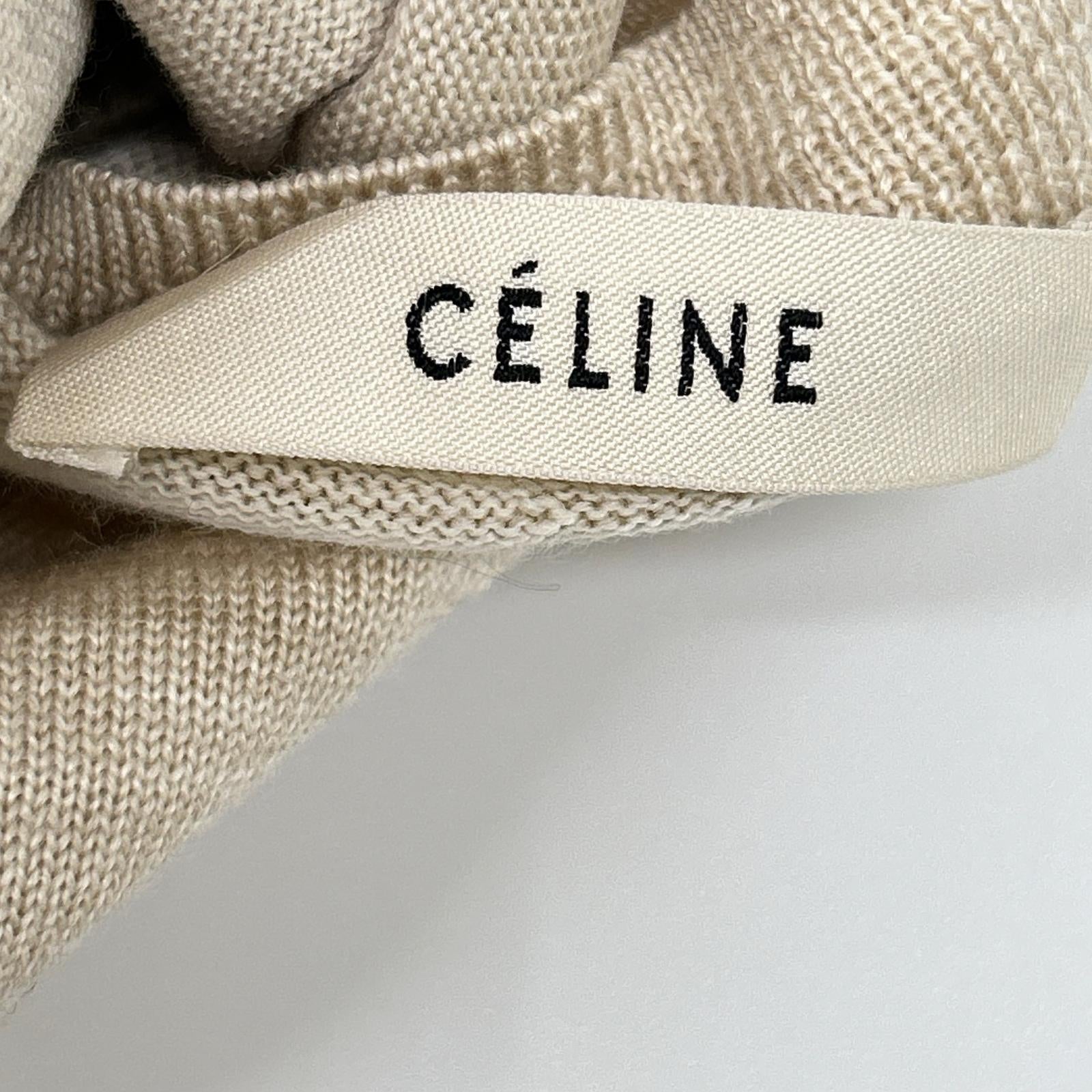 CELINE セリーヌ 【フィービー期】2 3BV5/6807 ベージュ ウールシルク バックリボン プルオーバーニット トップス