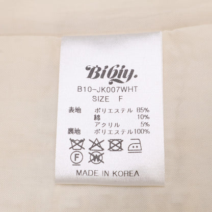 Bibiy ビビィ ホワイト ELISE TWEED/ノーカラーツイードジャケット ジャケット