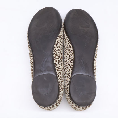 Salvatore Ferragamo Leopard Print Vara Metal Plate Patent Toe Flat Pumps Shoes