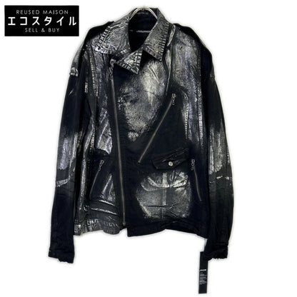 JULIUS ユリウス 25年製 887BLM2 ブラック×シルバー Ana-Moto JD Biker Jacket/10オンス コーティング ダブルライダースデニムジャケット ジャケット