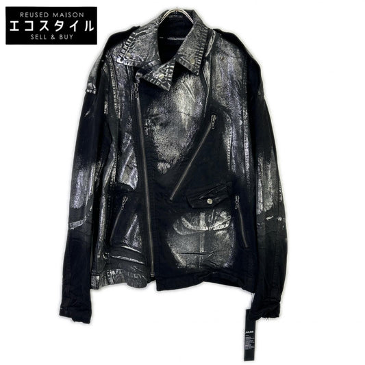 JULIUS ユリウス 25年製 887BLM2 ブラック×シルバー Ana-Moto JD Biker Jacket/10オンス コーティング ダブルライダースデニムジャケット ジャケット