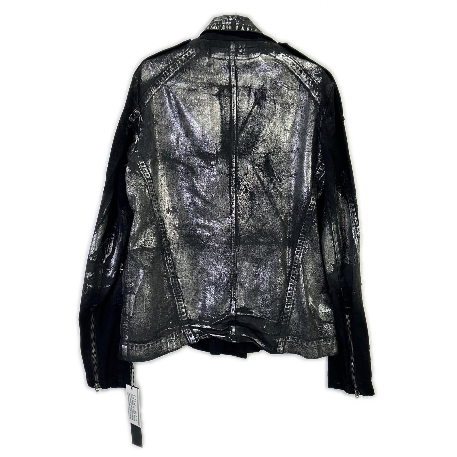 JULIUS ユリウス 25年製 887BLM2 ブラック×シルバー Ana-Moto JD Biker Jacket/10オンス コーティング ダブルライダースデニムジャケット ジャケット