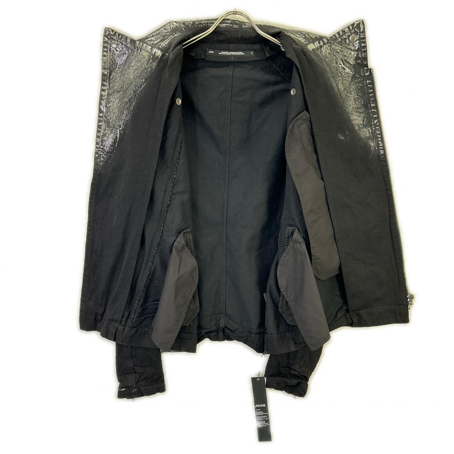 JULIUS ユリウス 25年製 887BLM2 ブラック×シルバー Ana-Moto JD Biker Jacket/10オンス コーティング ダブルライダースデニムジャケット ジャケット