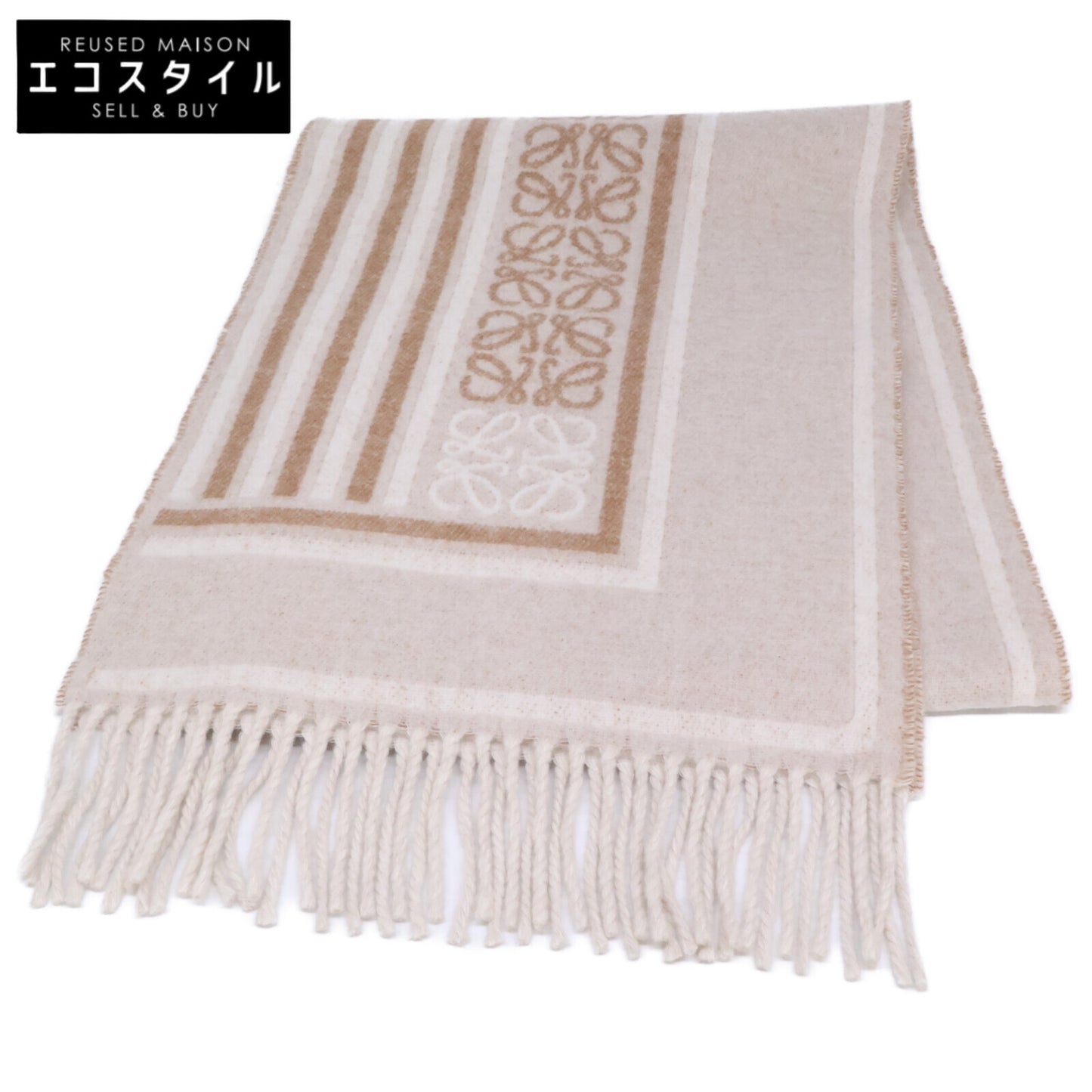 LOEWE Loewe FSA4SS1W10 0011427812 Wool/Cashmere Anagram Jacquard Pattern Scarf