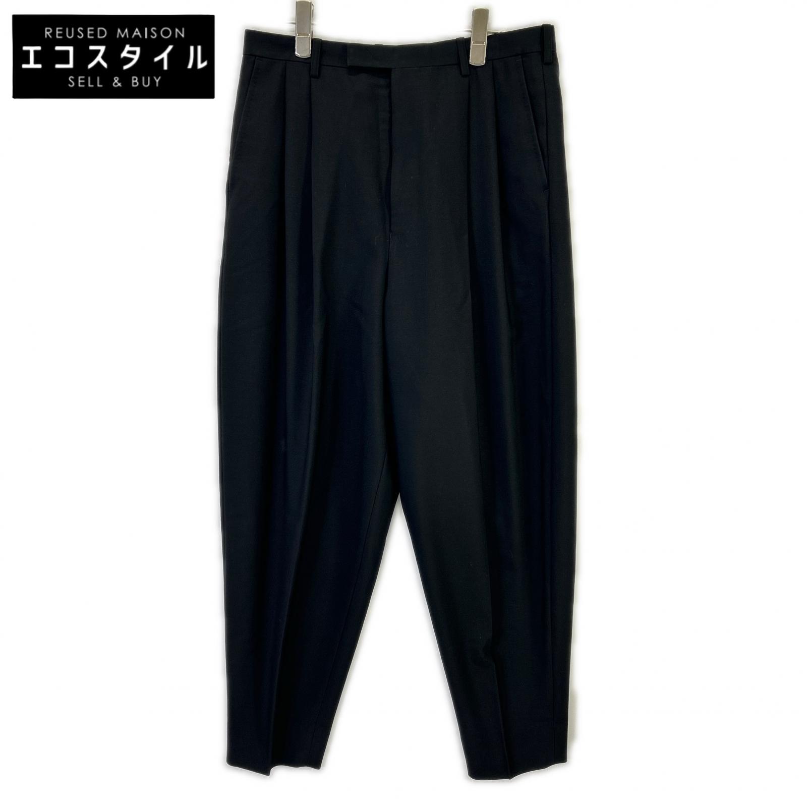 LAD MUSICIAN ラッドミュージシャン 18SS ブラック ウール 2タック テーパードワイドスラックスパンツ ボトムス