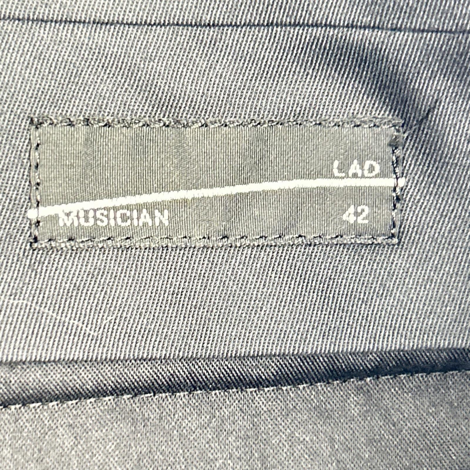 LAD MUSICIAN 18SS black wool two-pleat tapered wide slacks pants bottoms