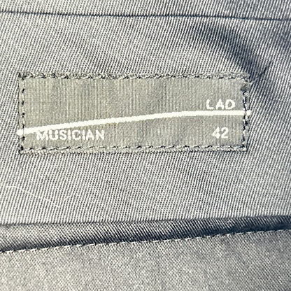 LAD MUSICIAN 18SS black wool two-pleat tapered wide slacks pants bottoms