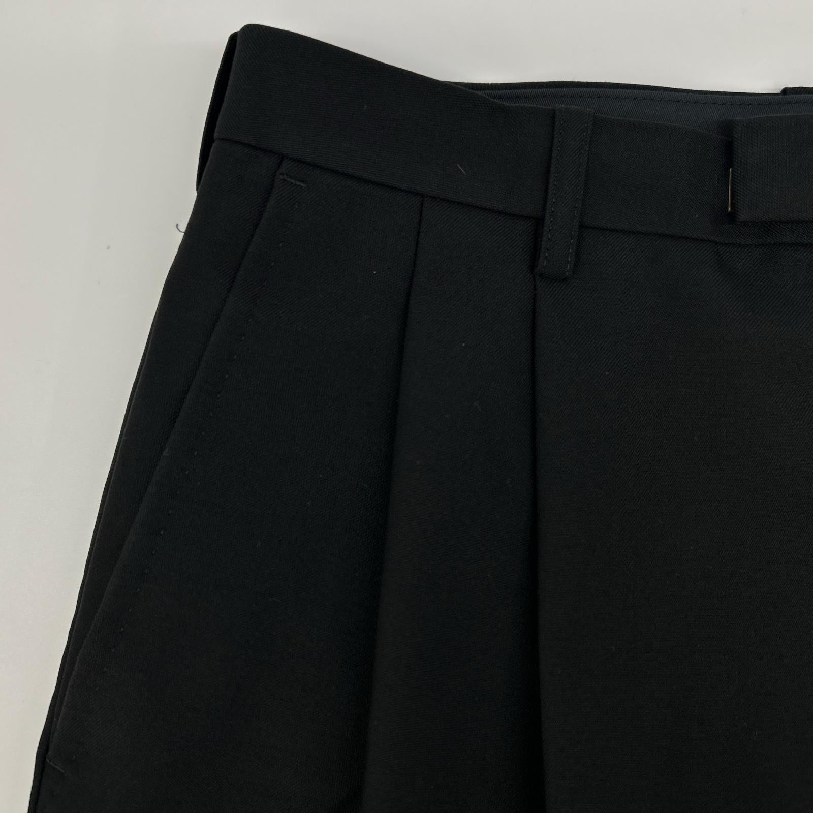 LAD MUSICIAN ラッドミュージシャン 18SS ブラック ウール 2タック テーパードワイドスラックスパンツ ボトムス