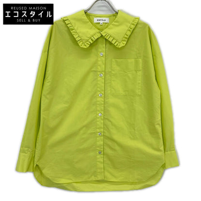 ENFOLD 安福德 25AW 300IA130-0351 绿色 棉混纺 FRILL-COLLAR SHIRT/荷叶边领衬衫 上衣